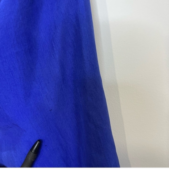 Vintage 100% Silk Royal Blue Bomber Jacket M - Picture 2 of 16